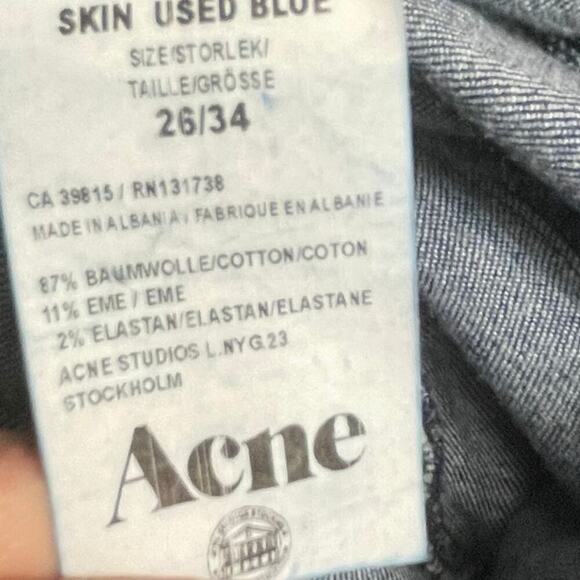 Acne Studios Back Zip Jeans Size 26 Skin Used Blue Skinny Jeans - Picture 5 of 5